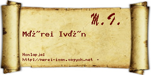 Mérei Iván névjegykártya